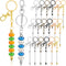 18Pcs Beadable Keychain Bar Bulk, Colorful Plating Alloy Beaded Keychain, Blank Keychain Making Supplies DIY...
